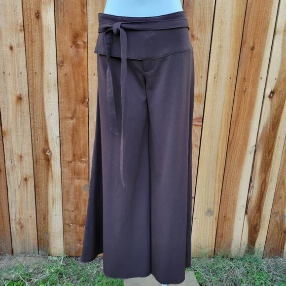 Black Halo Women's Wrap Around Apron Tie Waist Wide Leg Trousers - Picture 6 of 7